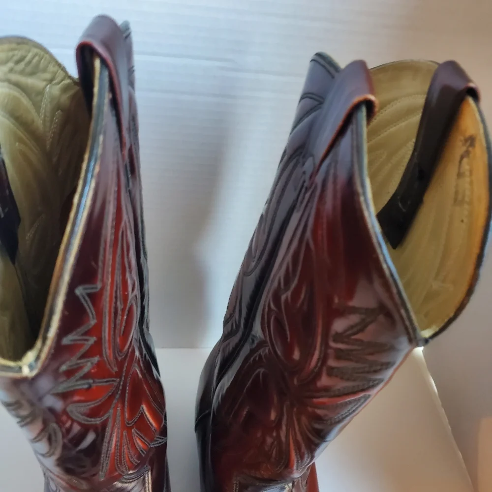 TEXAS WESTERN COWBOY BOOTS BROWN USA SIZE 9EE M-70 - Picture 6 of 16